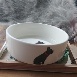 French bulldog bowl dog doggie glass ceramic dish